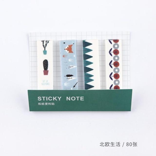 80 Sheets/pack Cute Sticky Notes Index Tab Flags Memo Pads