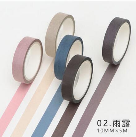 5 Pcs/pack Striped/Grid/Flowers Basic Solid Color Paper Washi Tape