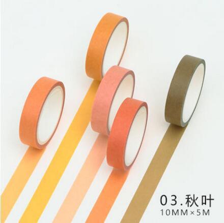 5 Pcs/pack Striped/Grid/Flowers Basic Solid Color Paper Washi Tape