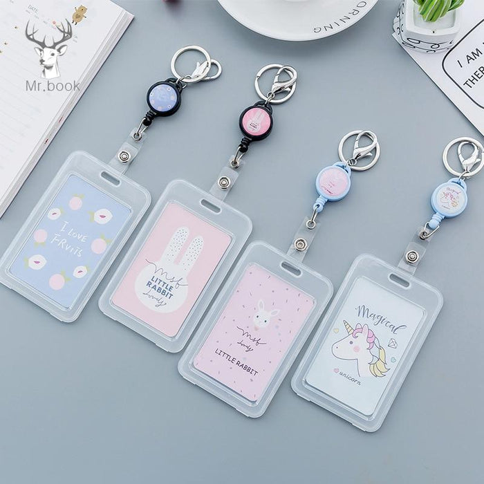 Cute Cartoon Retractable Badge Card Holder