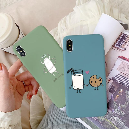 Cute Cartoon Milk Biscuits Case Cover For iPhone 7, XS MAX, XR, X, 8, 6, 6s Plus