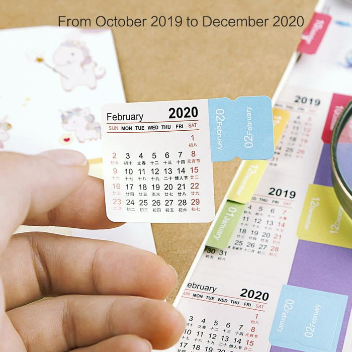 Cartoon Color Calendar Stickers 2019/2020