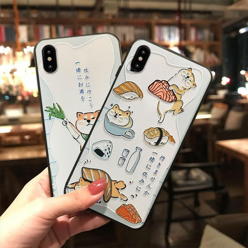 Japanese Shiba Inu Sushi Phone Case for iPhone 11 Pro Max, XS MAX, XR, 8, 7, 6 Plus