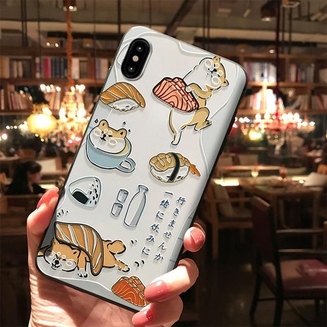 Japanese Shiba Inu Sushi Phone Case for iPhone 11 Pro Max, XS MAX, XR, 8, 7, 6 Plus