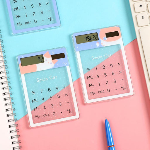 Transparent cute 8-Digit Solar Energy Mini Portable Calculator