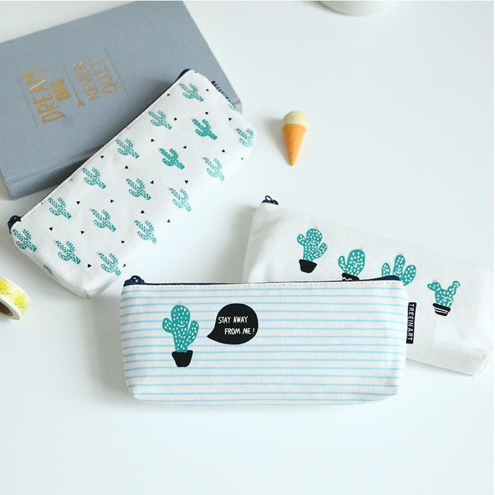 Cactus Pencil Case Canvas School Supplies Kawaii Stationery Estuches Chancery School Cute Pencil Box Pen Bags Penalty