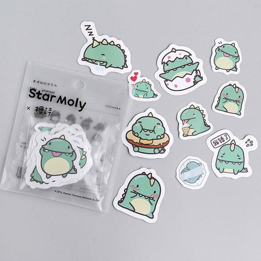 40Pcs Cute Kawaii Little Green Dinosaur Stickers