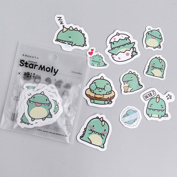 40Pcs Cute Kawaii Little Green Dinosaur Stickers