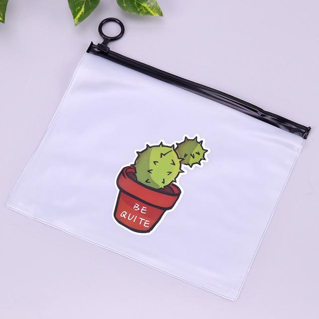 Cactus PVC Waterproof Pencil Cases Transparent