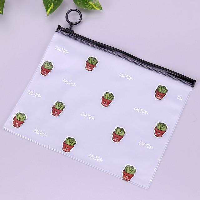 Cactus PVC Waterproof Pencil Cases Transparent