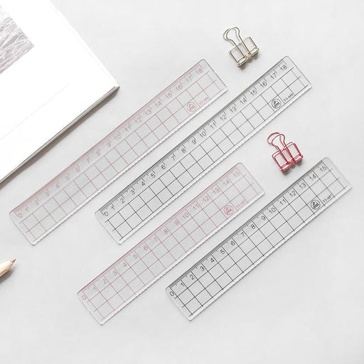 2pcs 15cm 18cm 20cm Transparent Simple Ruler