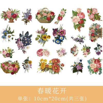3pcs/set Cartoon Flowers Leaves Sticker